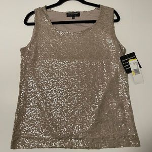 Sequin Sleeveless Round Neck Top